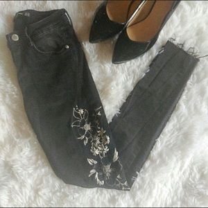 ZARA Embroidered Black Denim